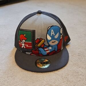 tokidoki Captain America Gray Blue Red Snapback Hat